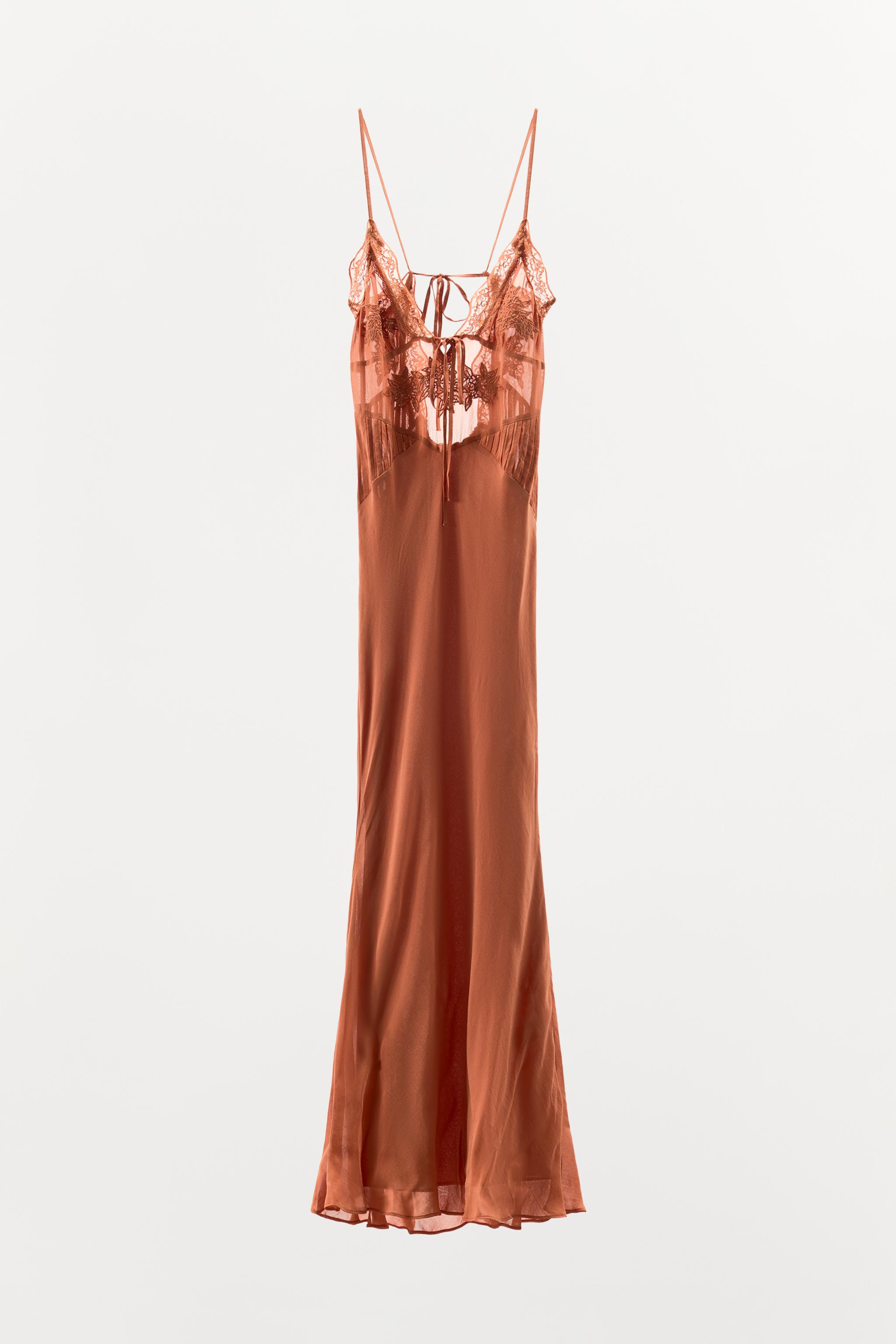 Slip Dress Zara Rust Dress Zara Dresses Zara Orange Satin Slip