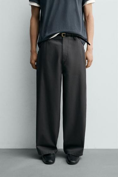 WIDE-LEG CROPPED TROUSERS - Anthracite Grey by Zara
