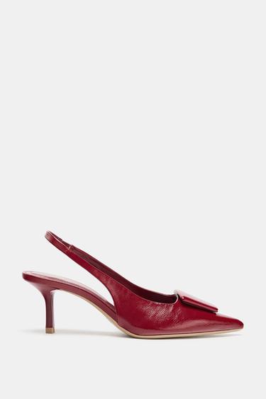 APPLIQUÉ SLINGBACK HEELS - Red by Zara