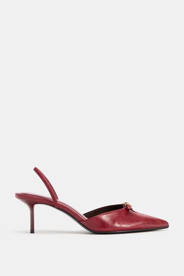 ZAPATO TACÓN DESTALONADO HEBILLA - Rojo de Zara - Imagen 0