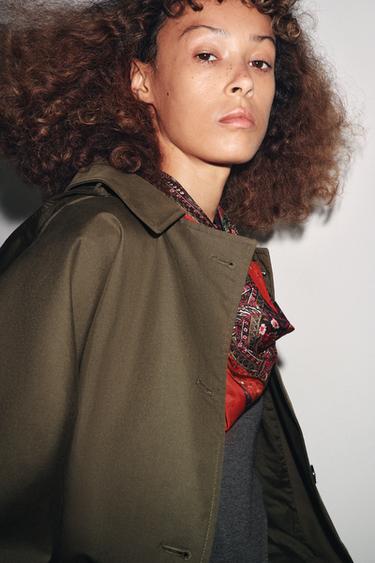 TRENCH DÉPERLANT ZW COLLECTION - Kaki clair de Zara - Image 4