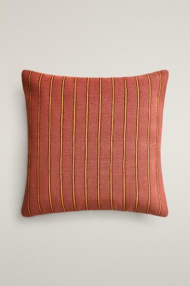 STRIPED CUSHION COVER - Raspberry by Zara - Image 0