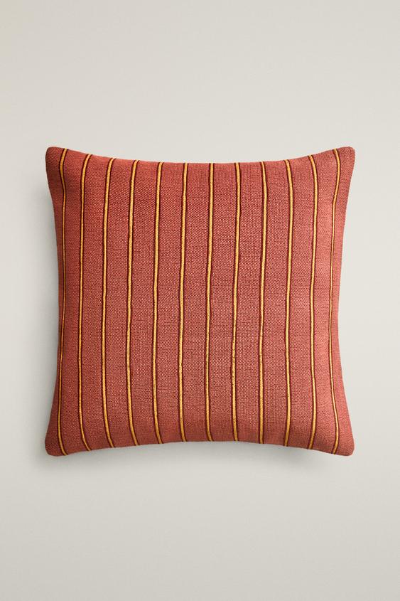 STRIPED CUSHION COVER - Raspberry by Zara - Image 0