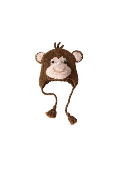 Zara LIMITED EDITION WOOL MONKEY HAT - Brown