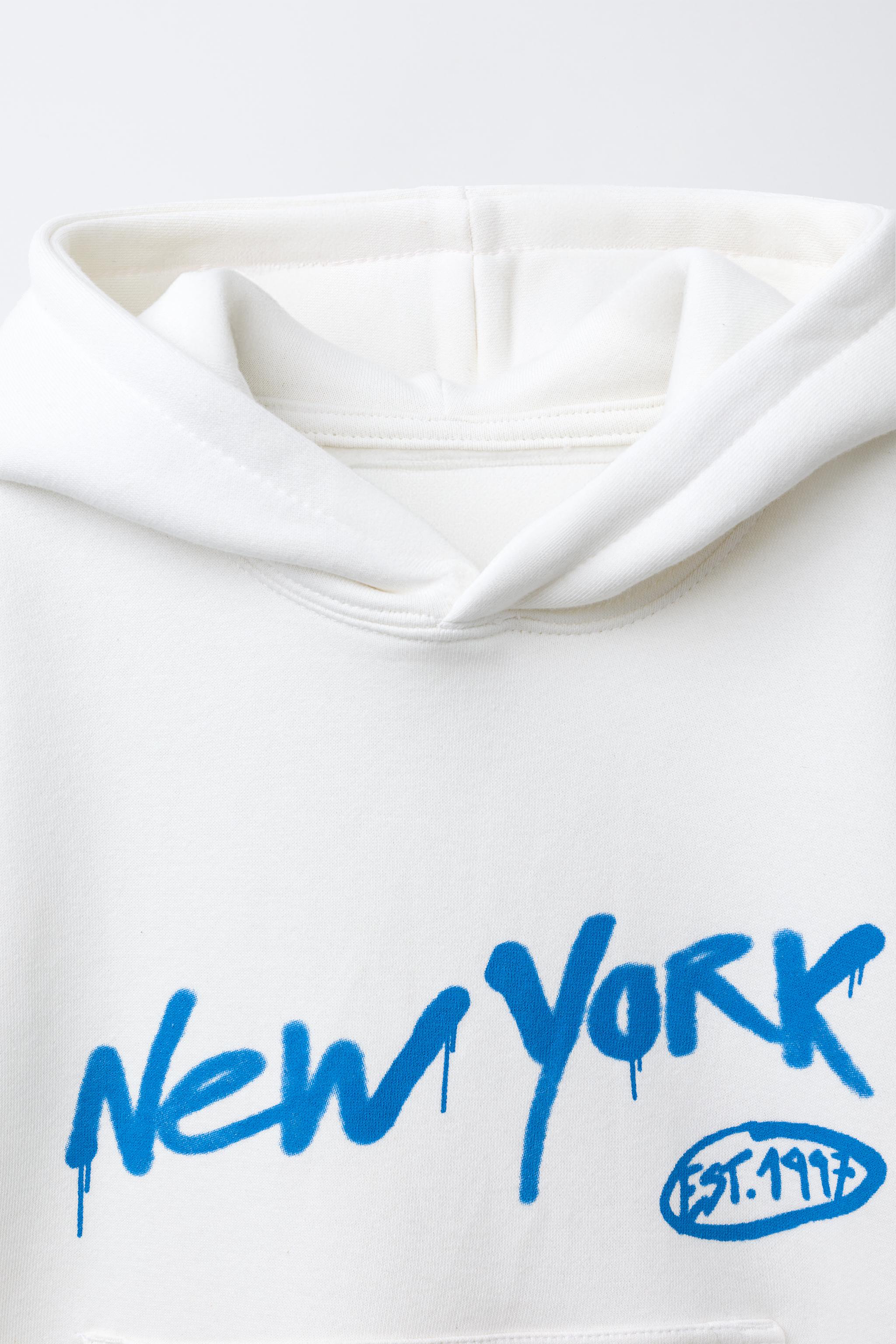 大口① PRINTED HOODIE SWEATSHIRT - Ecru | ZARA United States