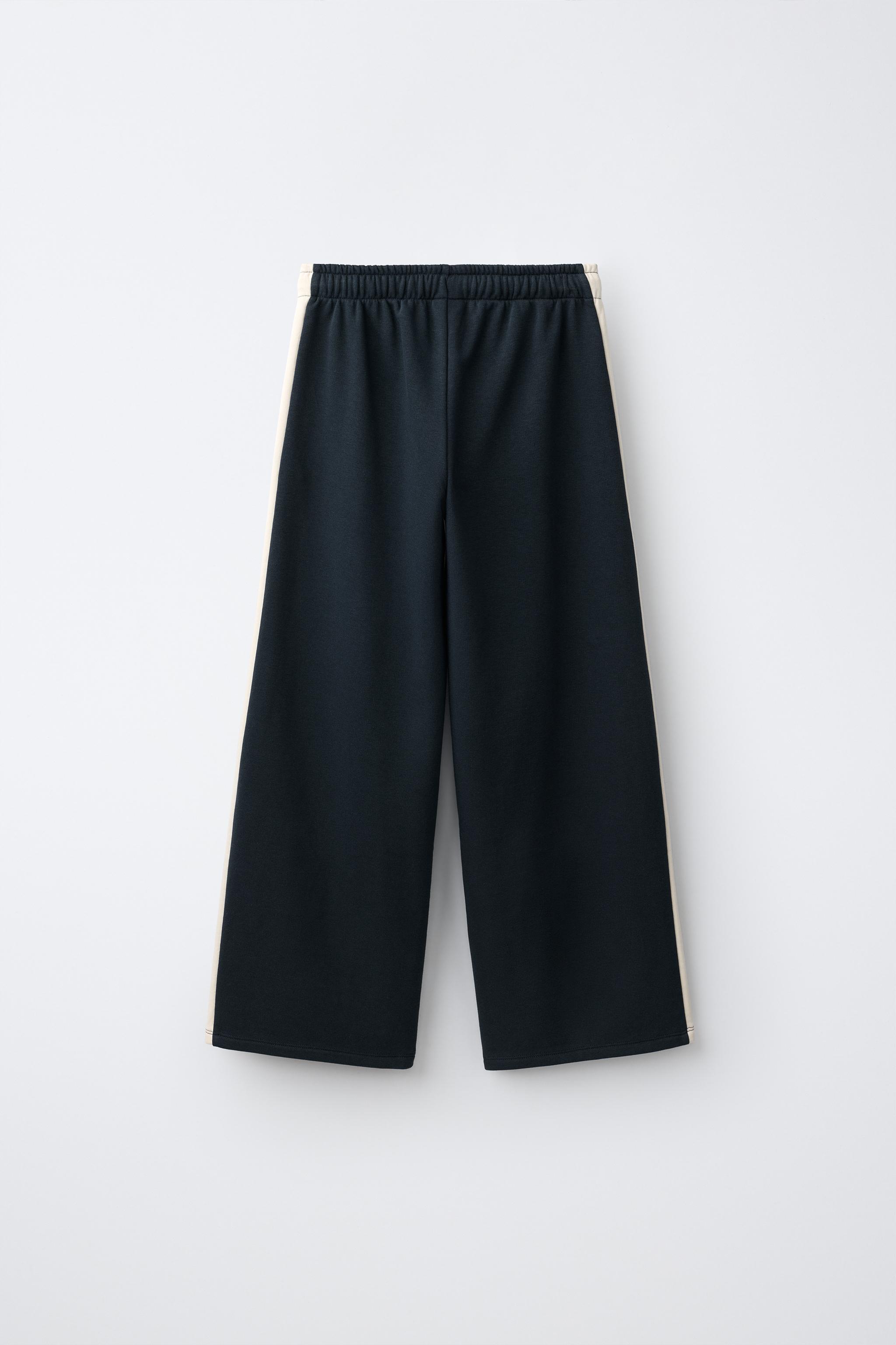 WIDE LEG STAR-PRINT SIDE-STRIPE PANTS