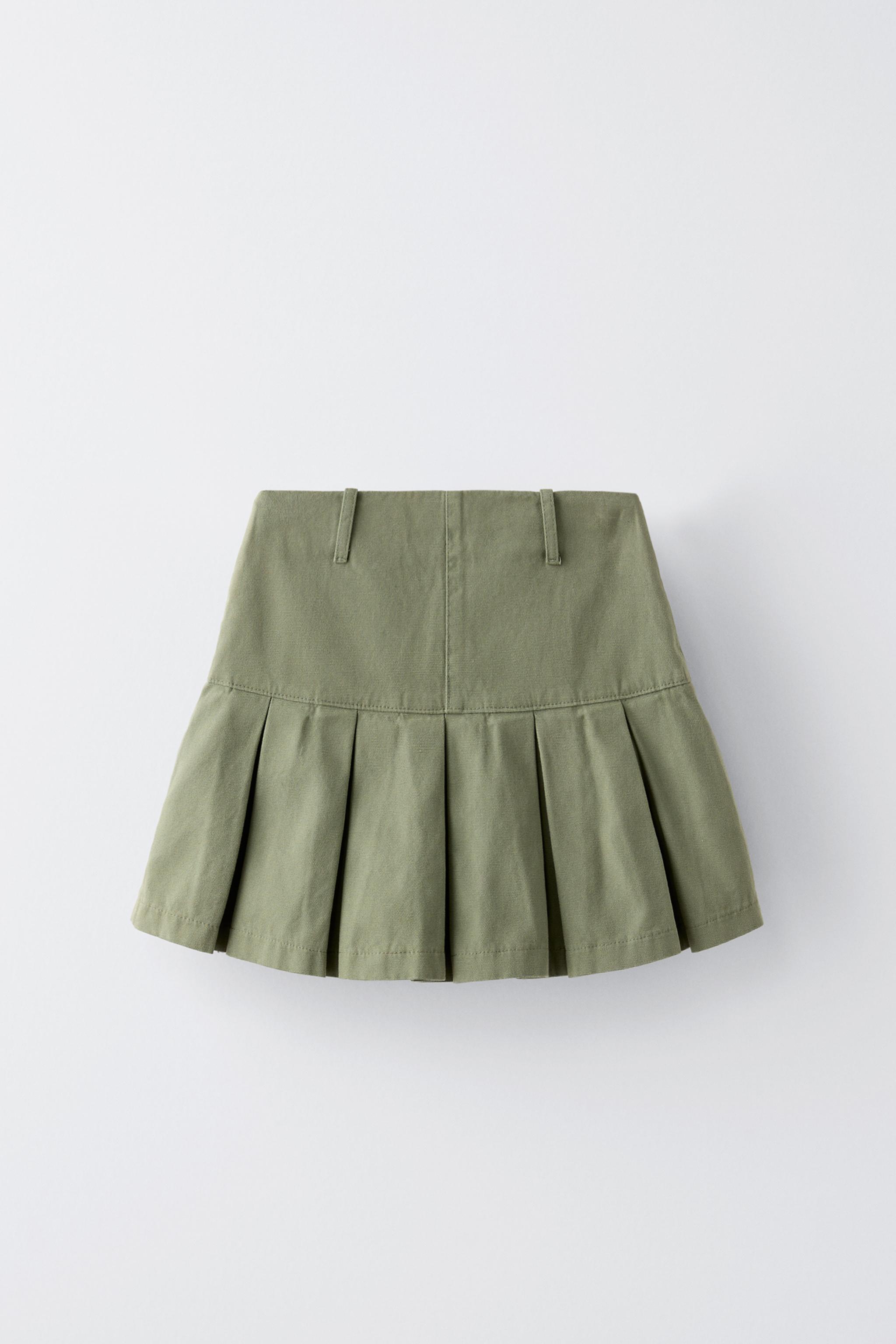 BOX PLEAT SKIRT Khaki ZARA United Kingdom