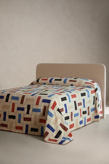 COUVRE-LIT COTON LIN PATCHWORK X COLLAGERIE - Écru de Zara - Image 1