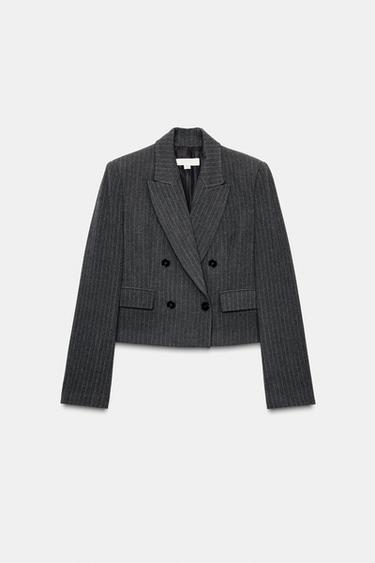 VESTE COURTE À BOUTONNAGE CROISÉ ET RAYURES CRAIE - rayures de Zara - Image 6