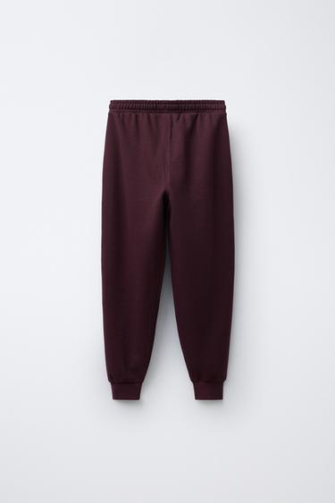 LABEL JOGGER TROUSERS - Burgundy by Zara - Image 1