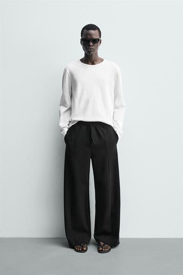PANTALONI JOGGER RELAX FIT CON CUCITURE - Nero di Zara - Immagine 0