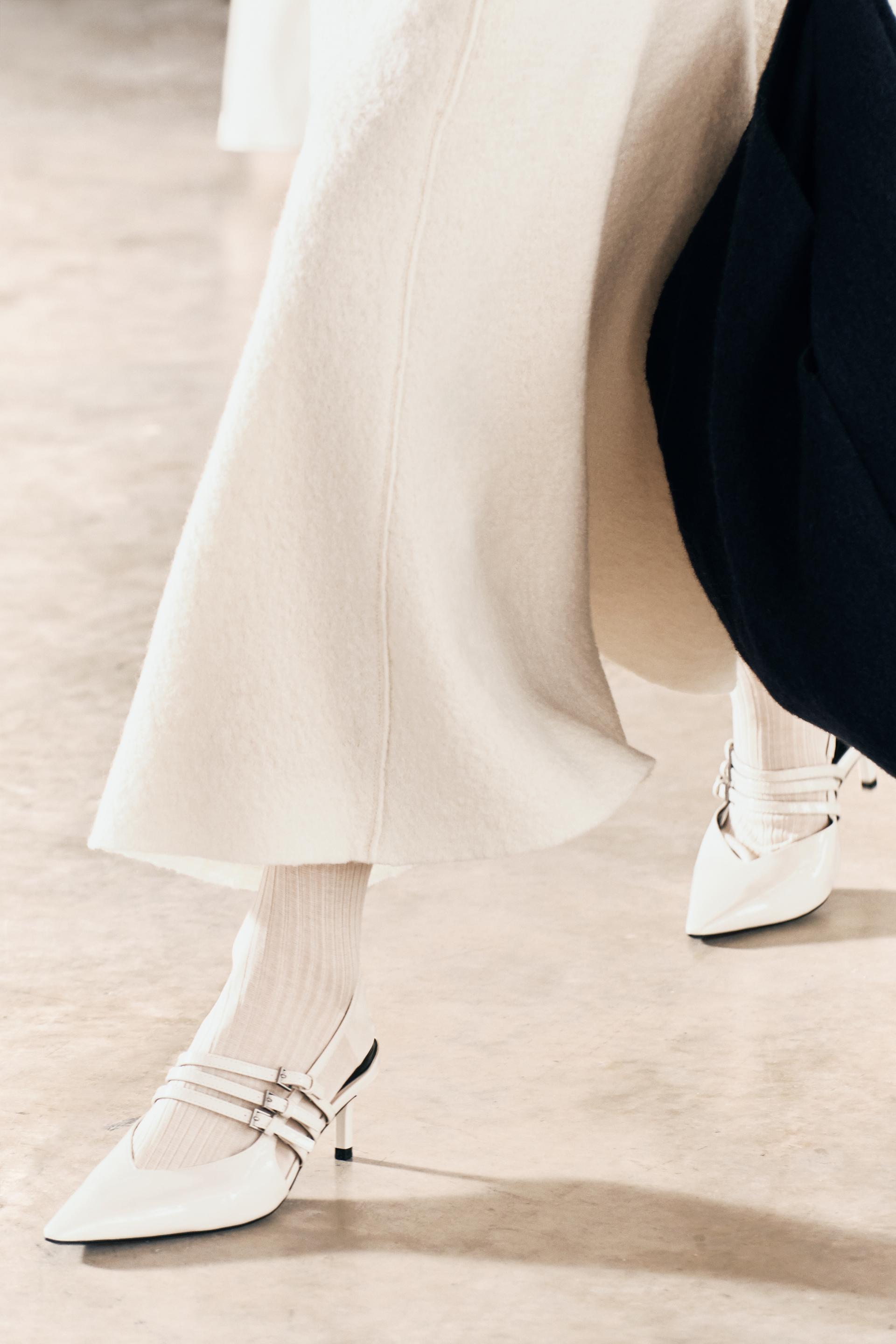 KITTEN-HEEL SLINGBACK SHOES WITH STRAPS - Ecru White | ZARA UAE - Dubai