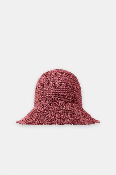 GORRO TRENZADO PAPEL 100% - Rosa de Zara