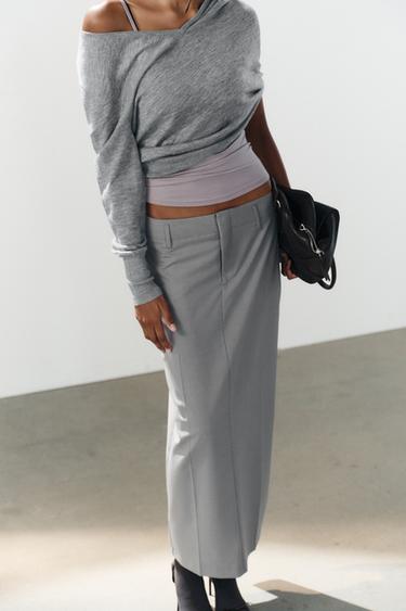SAIA MIDI CON PRESILLAS - Gris claro de Zara
