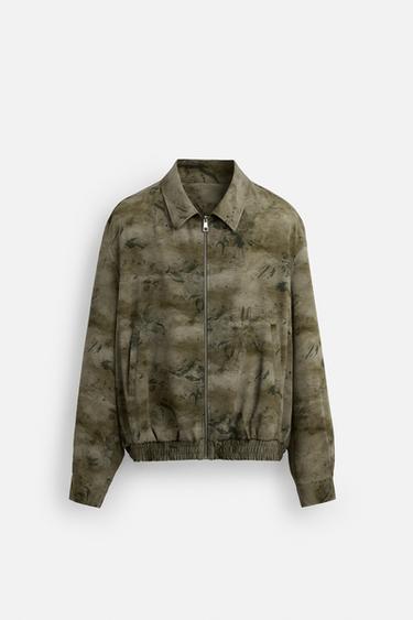 ABSTRACT PRINT BOMBER JACKET - Green by Zara - Image 7