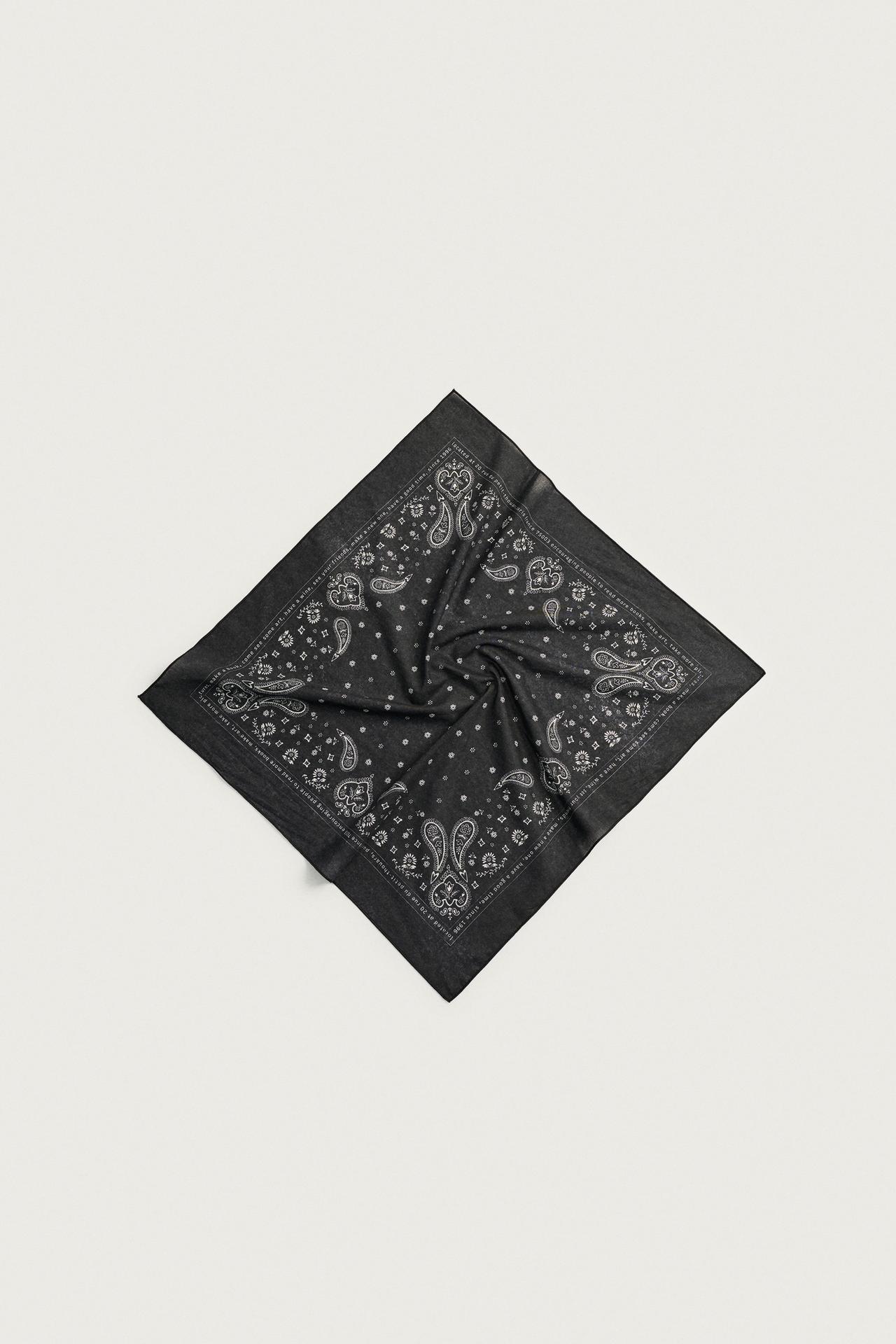 0FR. PARIS X ZARA PAISLEY TEXT BANDANA — Black