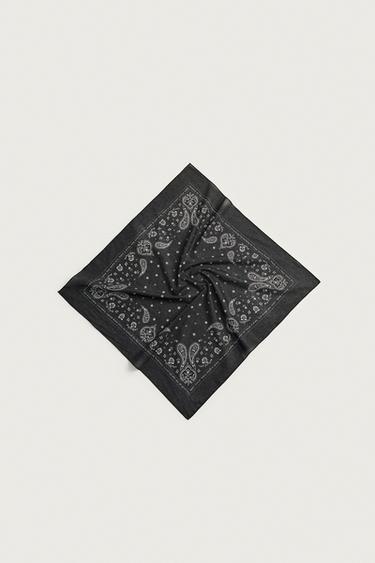 0FR. PARIS X ZARA PAISLEY TEXT BANDANA — Black 2