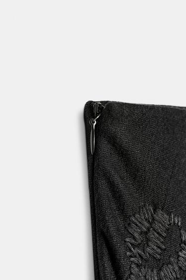 Zara ZW COLLECTION EMBROIDERED LONG SKIRT - Black