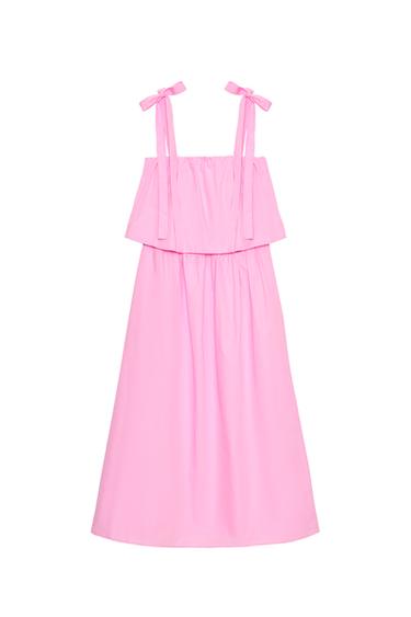 MIDI POPLIN DRESS WITH BOWS