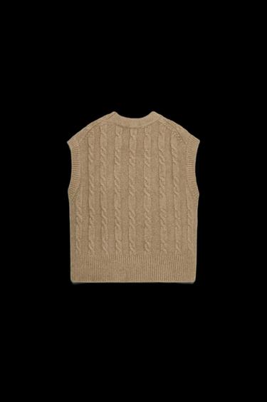 STRICKTOP MIT ZOPFMUSTER - Kamel farben von Zara