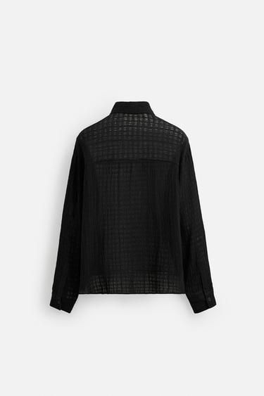 JACQUARD LINEN/COTTON SHIRT - Black by Zara - Image 8