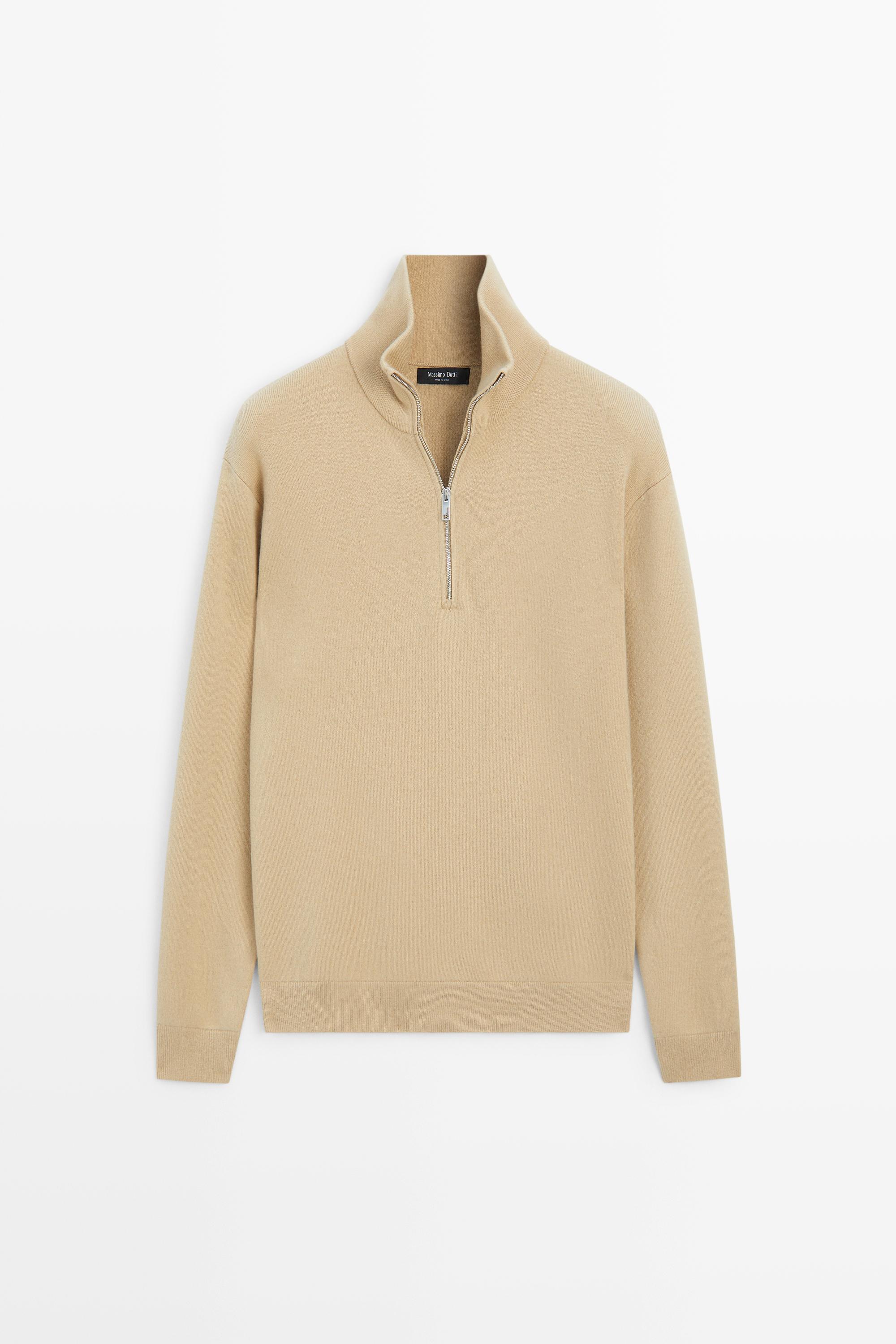 Wool mock neck knit sweater