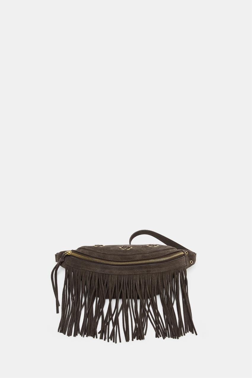 FRINGED SPLIT SUEDE BELT BAG - Brown | ZARA Australia display picture 2