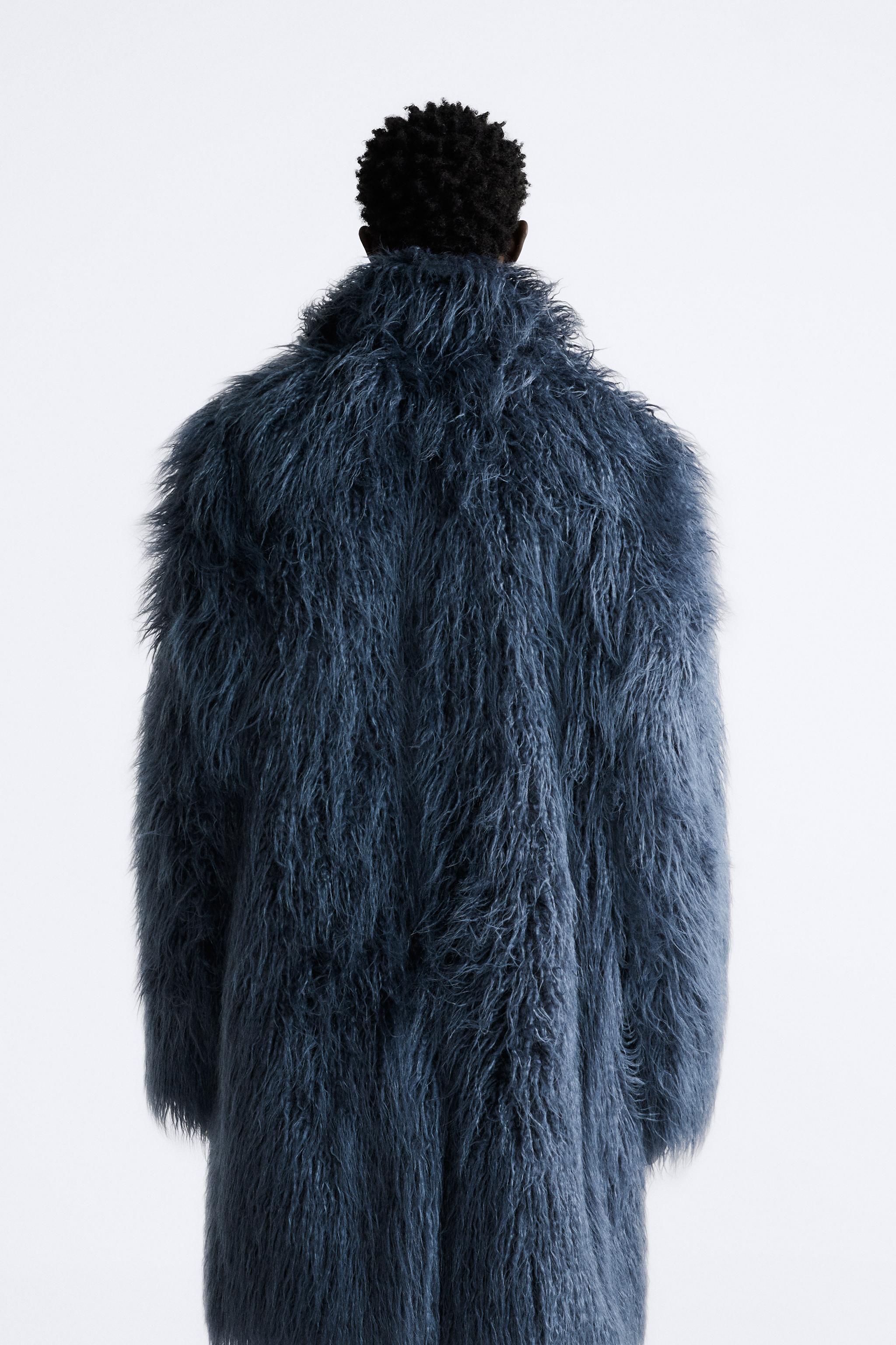 Green faux fur coat sales zara