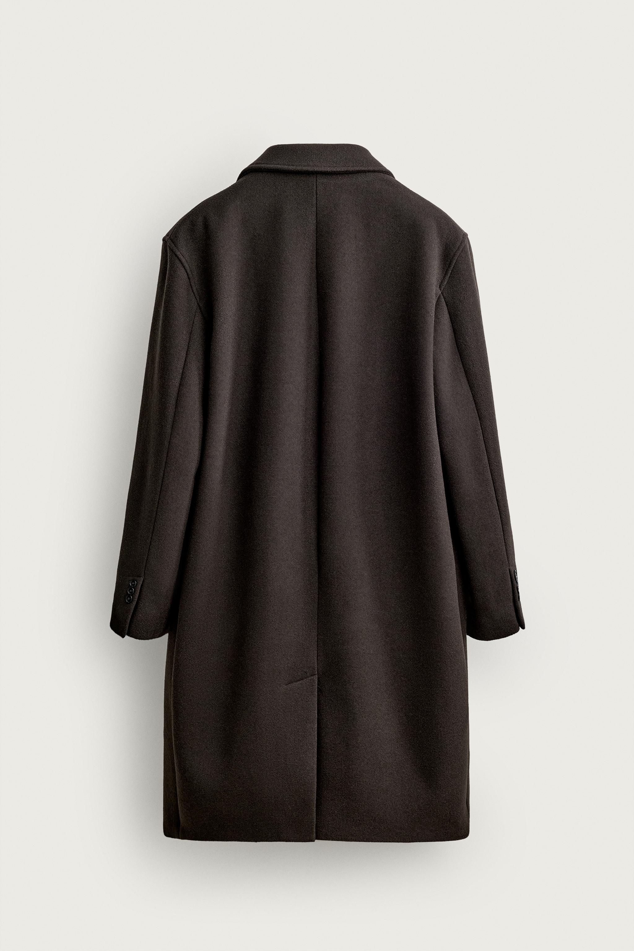 WOOL-BLEND RELAXED FIT COAT — Brown