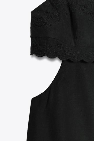 CUT-OUT EMBROIDERED DRESS - Black by Zara - Image 7