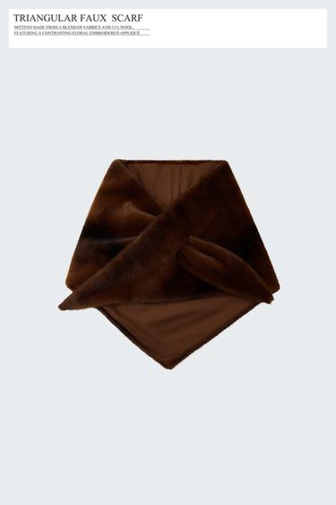 TRIANGULAR FAUX FUR SCARF - Brown by Zara