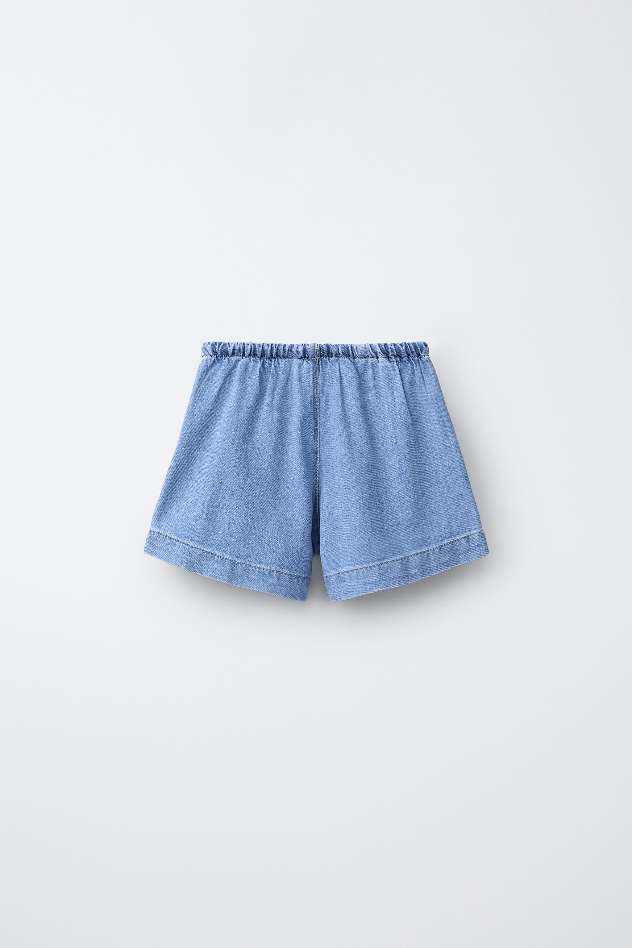DRAWSTRING DENIM BERMUDA SHORTS