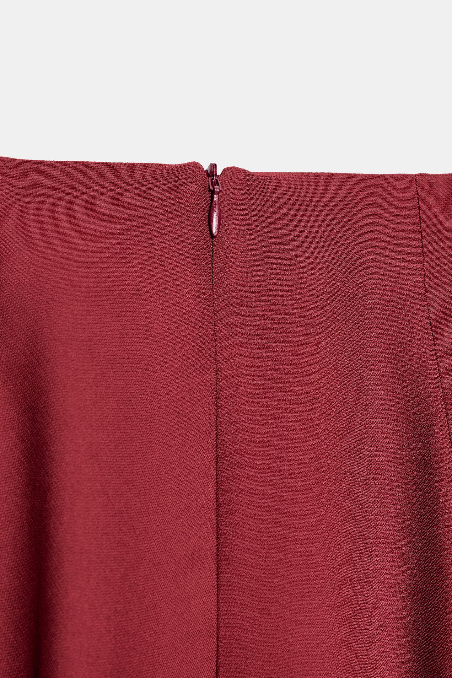Женская юбка Zara ZW Collection MIDI, цвет: Бордовый — фото 7