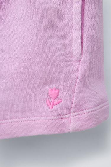 PLAIN BERMUDA SHORTS WITH EMBROIDERY - Mauve by Zara - Image 3