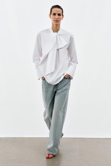 Top Body Zara Avec Nœud Devant - Taille M, Imprimé Tendance, Neuf Avec étiquettes
