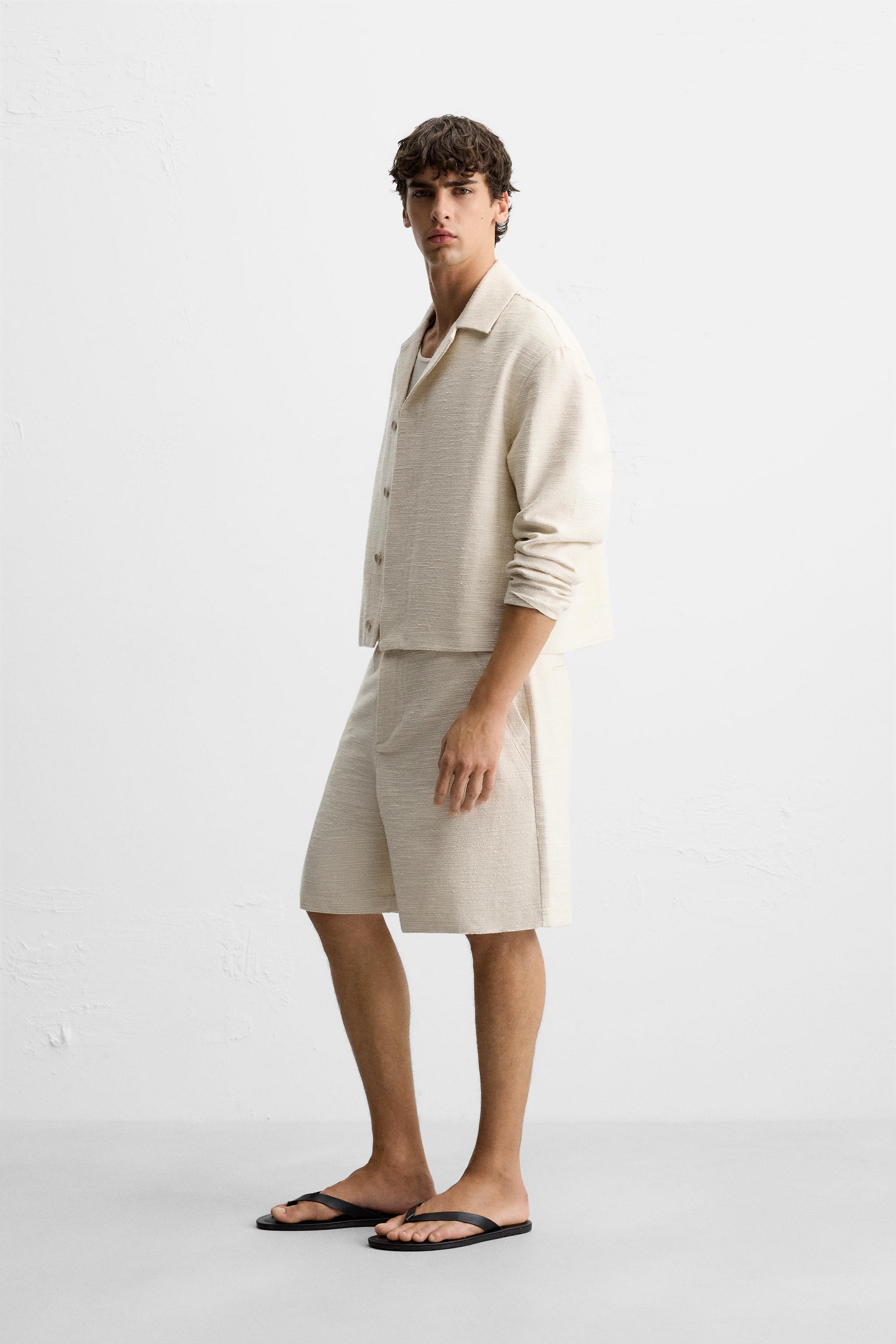 テクスチャー素材シャツジャケット - ベージュ | ZARA Japan / 日本