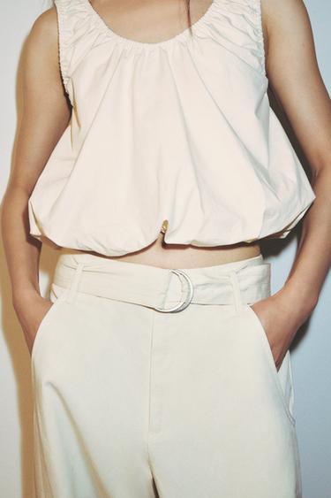 TOP BALLON POPELINE ENSEMBLE - Écru de Zara - Image 3
