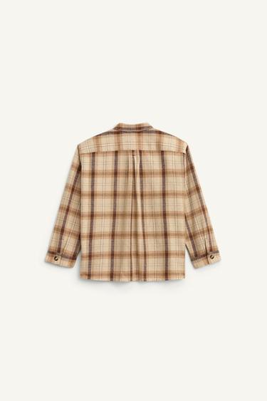 WOOL BLEND CHECK OVERSHIRT - LIMITED EDITION - camel by Zara - Image 5