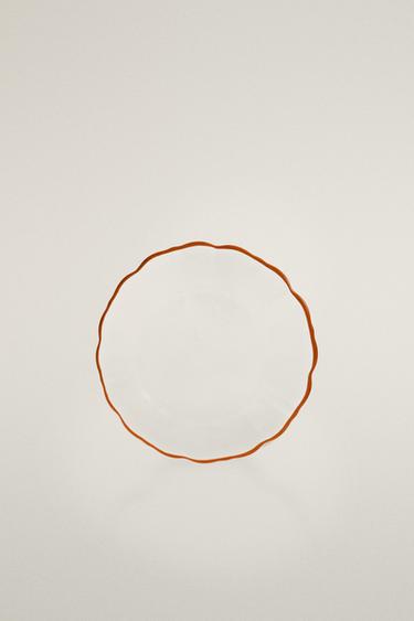 GLASS SIDE PLATE WITH RIM - Orange by Zara