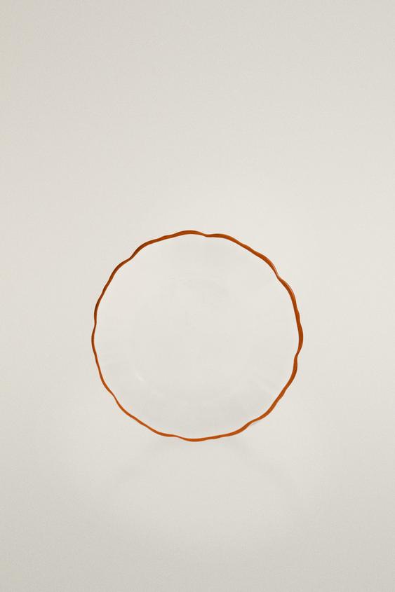 Zara GLASS SIDE PLATE WITH RIM - Orange - Image 0