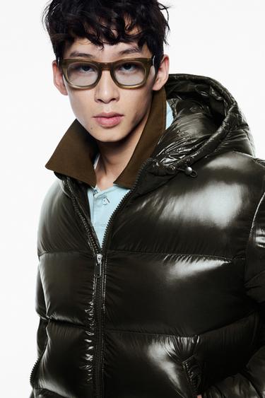 Zara 80% 羽絨 - 20% 羽毛防潑水外套 - 深卡其色