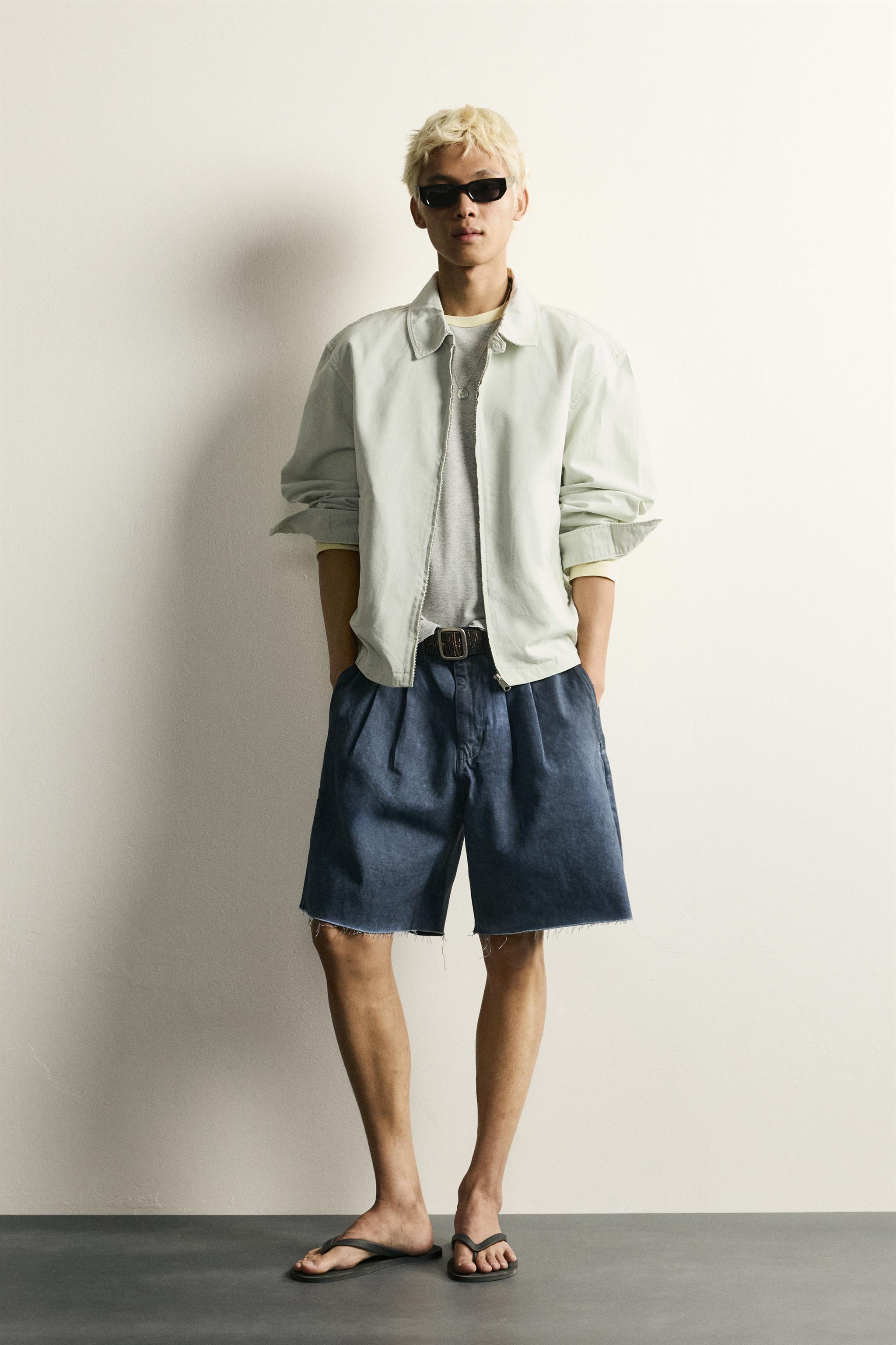 RELAXED FIT IRREGULAR WASH SHORTS