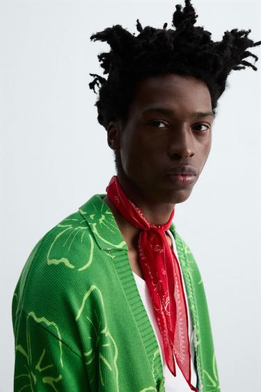 FLORAL PRINT CARDIGAN © OTIS KWAME KYE QUAICOE - Green by Zara