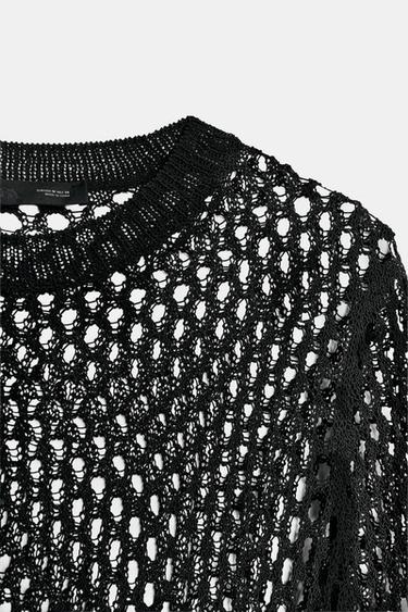 PULL EN MAILLE AJOURÉE - Noir de Zara - Image 9