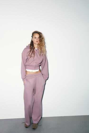 PANTALÓN RECTO FELPA - Rosa tiza de Zara