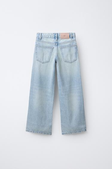 WIDE-LEG BEADED JEANS - Light blue by Zara - Image 1