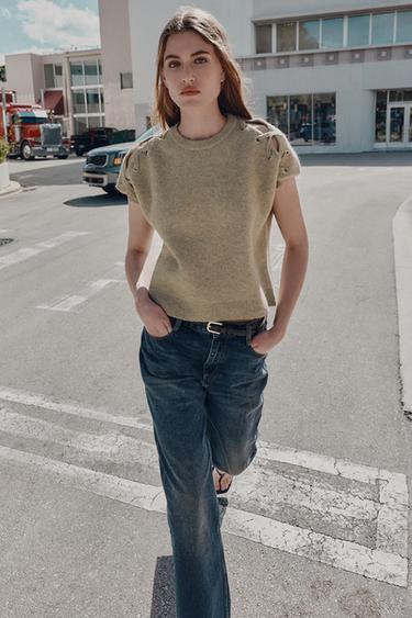 JERSEY PUNTO DETALLE HOMBROS - crudo/kaki de Zara