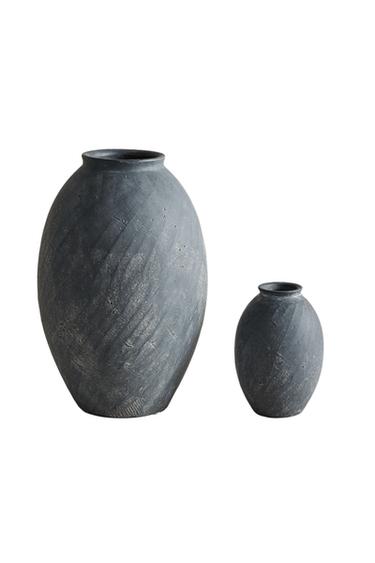 Zara TEXTURED CERAMIC VASE - Black