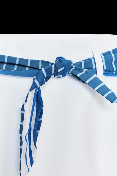 Zara STRIPED SCARF SKORT - White