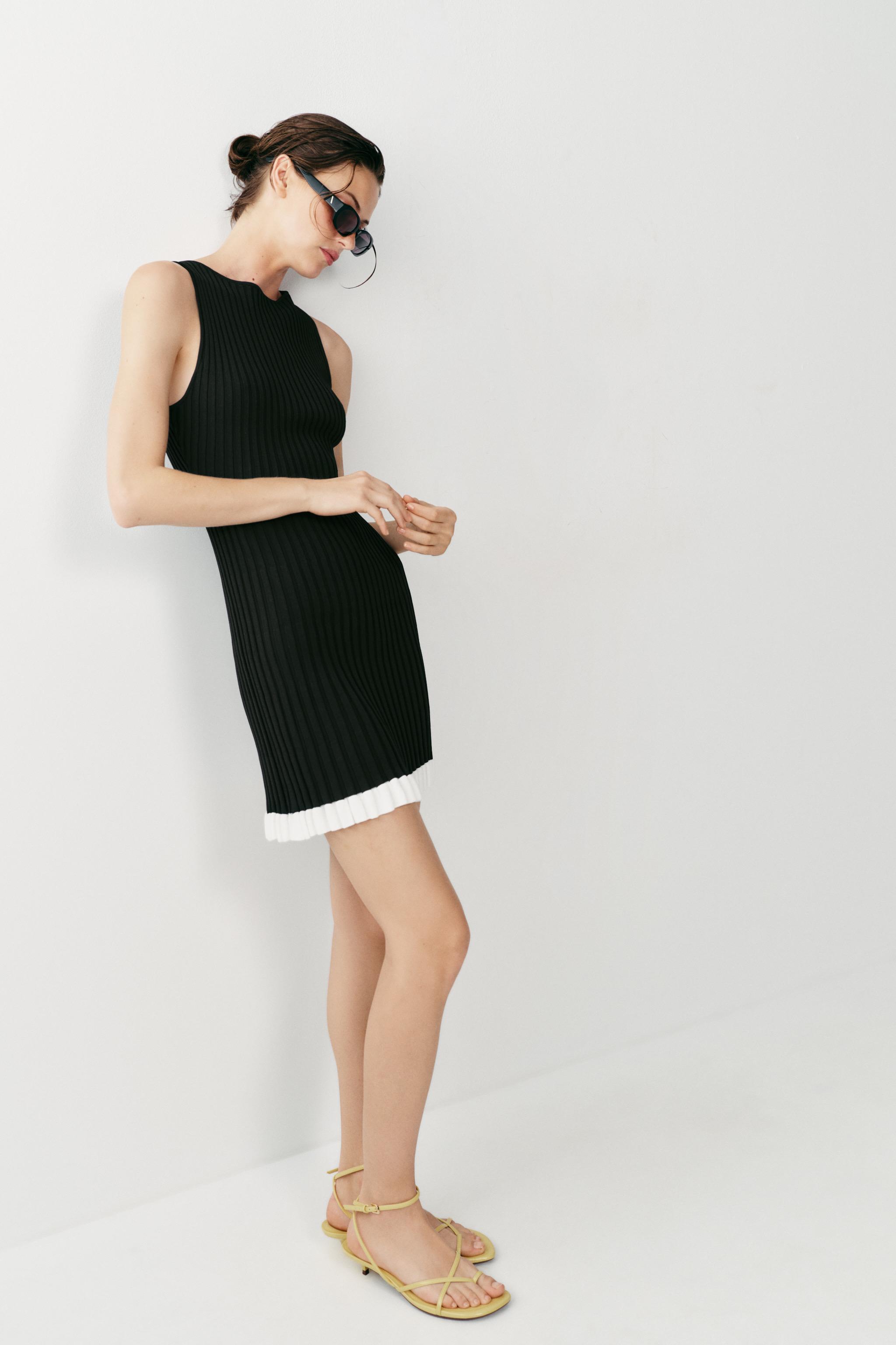 Zara SHORT RIBBED KNIT DRESS — фото 3